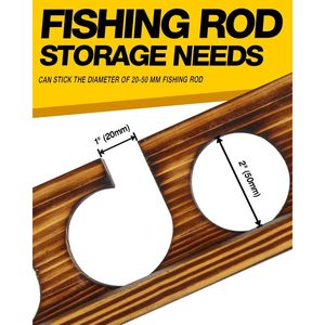 Porta canna da pesca Premium in legno da parete/soffitto capacità 12 canne per Garage attrezzi da pesca organizzazione - Product Image 5