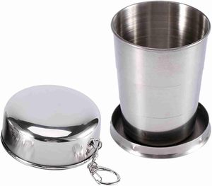 Gourde télescopique rétractable en acier inoxydable BST 140ML/4.73OZ avec porte-clés, tasse de voyage pliable, couvercle et isolation thermique pour la randonnée - Product Image 6
