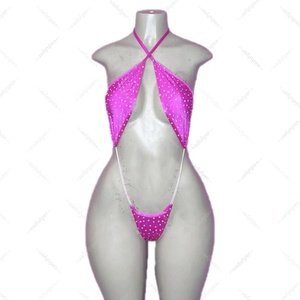 <strong>Wholesale</strong> Exotic Dancewear Customize Fishnet Diamond <strong>Stripper</strong> <strong>Clothes</strong> With Thongs - Product Image 4