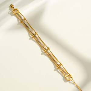<span class=keywords><strong>Bracelet</strong></span> en or 18 carats serti de diamants pour femmes, <span class=keywords><strong>bracelet</strong></span> en acier inoxydable luxueux et haut de gamme, vente en gros d'usine à bas prix - Product Image 4