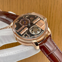 Montre de luxe haut de gamme à tourbillon 3 axes avec boîte à musique, montre-bracelet squelette de luxe pour homme