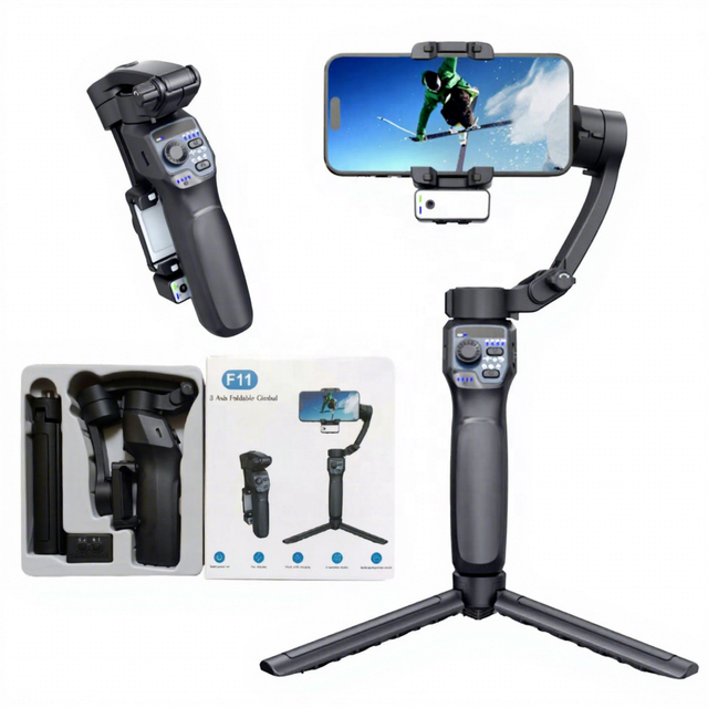 F11 Handheld Smartphone Gimbal Auto Rotation & AI Face Tracking 3 for Axis Anti-Shake Foldable & Portable Stabilizers Big Tripod