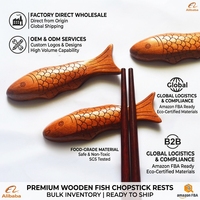 Support de baguettes en bois personnalisé avec logo, repose-baguettes pour restaurant, cuisine, accessoires de table à manger, cadeau, fournitures
