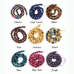 JD GEMS Venta al por Mayor Cuentas Sueltas Redondas de Piedra Natural Ojo de Tigre Multicolor de 4-16 mm Ideales para Hacer Joyería, Pulseras y Collares DIY - Product Image 1