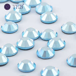คริสตัลแก้ว YHB ขนาดใหญ่ Ss10 Ss12 Ss16 ขายส่งจำนวนมาก แบบไม่ใช้ความร้อน สีฟ้า ฐานเรียบ - Product Image 1