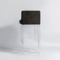 Chaise de bar de loisirs en acrylique, mobilier moderne en acrylique avec coussin en cuir et chaise de salle à manger pour salle à manger
