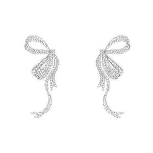 Exquisitos Pendientes de Aguja de Plata con Diseño de Lazo de Diamantes, Estilo Moderno y Elegante para Mujer - Product Image 6