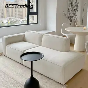 Minimalista muebles de sala de estar sofás wohnzimm móvil rectángulo sección de tela sofá tamaño grande crema suave modular sofás de salón