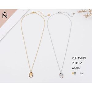 Collana con Ciondolo a Croce 10x15Cm con Diamanti, Tono Argento e Oro, Acciaio - Product Image 1