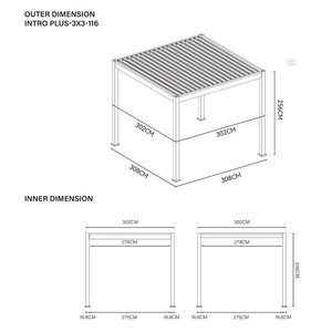 Pergola Bioclimatica Motorizzata Impermeabile con Luci LED, Ecologica, 3x3m, in Alluminio Verniciato a Polvere, con Lamelle Orientabili per Balcone e Giardino - Product Image 5