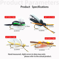 Mouches artificielles en mousse pour la pêche à la mouche sèche, mouches terrestres flottantes à haute flottabilité avec pattes en silicone souple, hameçon bronze pour achigan, truite, carpe
