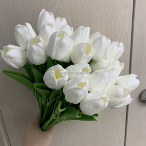 Vendita calda giallo rosa 30CM tulipano reale tocco bianco <span class=keywords><strong>tulipani</strong></span> artificiali decorativi per la decorazione di eventi per la casa di nozze - Product Image 3