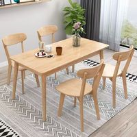 Ensemble de table à manger carrée en bois massif nordique pour usage domestique : table à manger et chaises, table à manger rectangulaire pour cafés