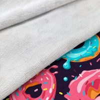 Tissu en molleton français 95% coton 5% élasthanne, imprimé numériquement réactif, motif donut, pour sweat-shirts