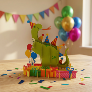 Carte pop-up 3D dinosaure pour Thanksgiving et anniversaire, carte en papier découpée à l'emporte-pièce motif animal de dessin animé, cadeau pour enfants, décoration de fête, impression offset - Product Image 2