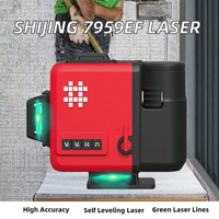 Niveau laser vert 3D infrarouge Shijing 7959E/F haute précision (2 mm) à 12 lignes avec batterie au lithium pour pose au sol ou au mur