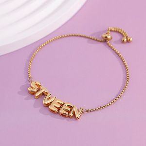 Braccialetto Personalizzato con Nome, Bracciale con Lettere a Bolla Regolabile in Rame, Regalo Personalizzato per Ragazze, Gioielli con Spedizione Diretta - Product Image 4
