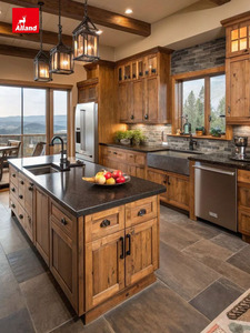 Alland Marble <strong>Worktop</strong> Solid Wood Modern Design Red Oak Shaker Door <strong>Kitchen</strong> Cabinet for Farmhouse <strong>Kitchen</strong> Sink Base Cabinets - Product Image 2