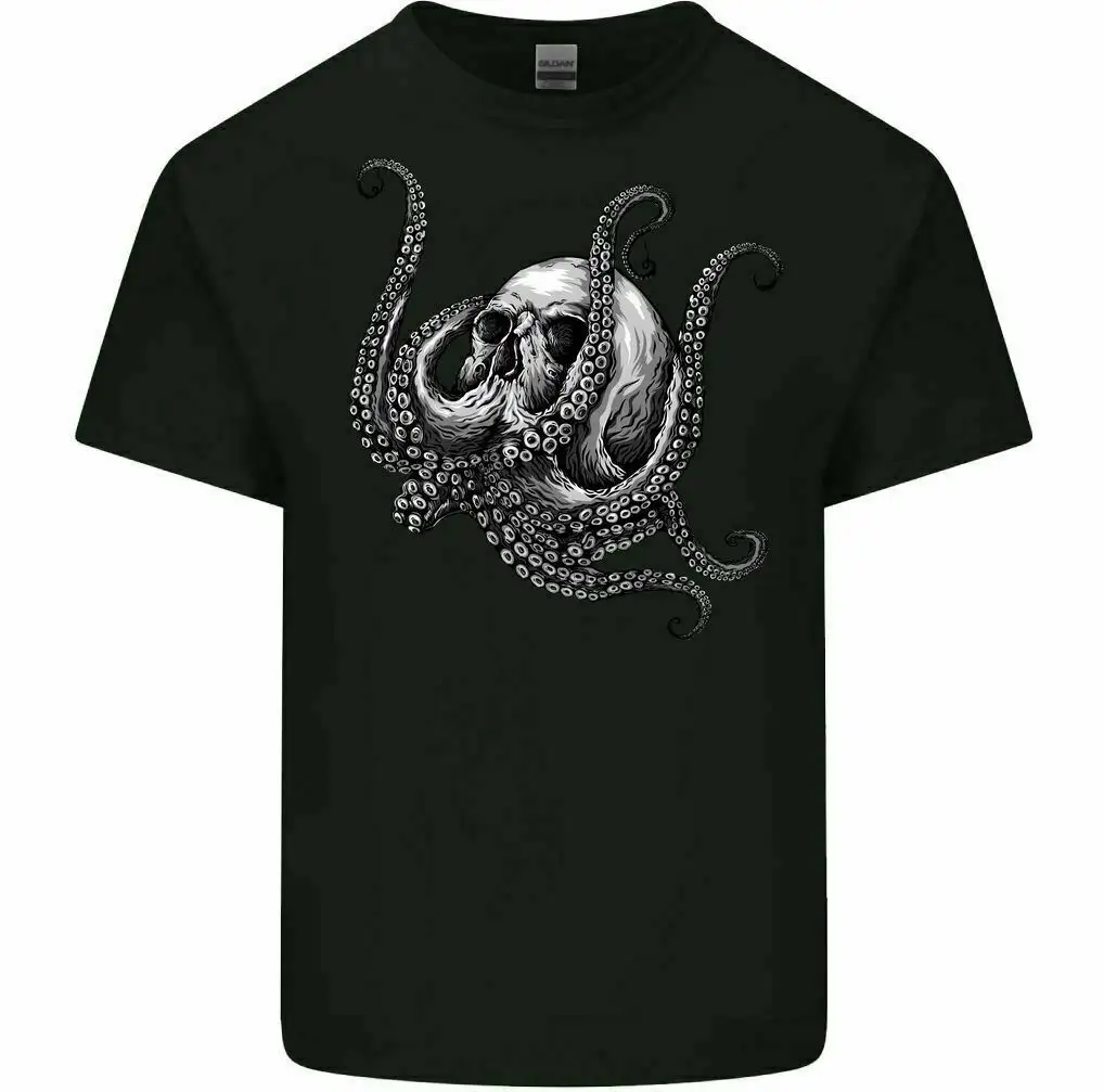 Fashion Skull T-Shirt Mens Biker Tribal Viking Demon Gym Heavy Metal Rock Death All Over Print T-Shirt Cotton Tee Shirt