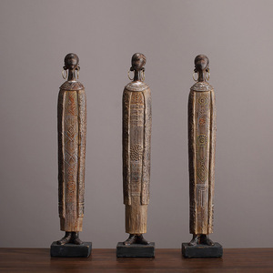 African Tribal Art Woman Figurine Abstract Geometric Pattern Synthetic Resins Tabletop Decoration Sculpture - Product Image 1