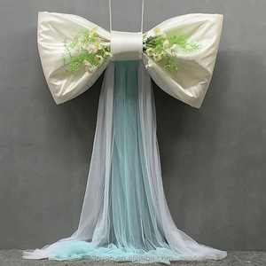 Décoration suspendue moderne extra large en soie de lait rose avec nœud pour mariages, anniversaires ou événements photographiques – Vente en gros - Product Image 5