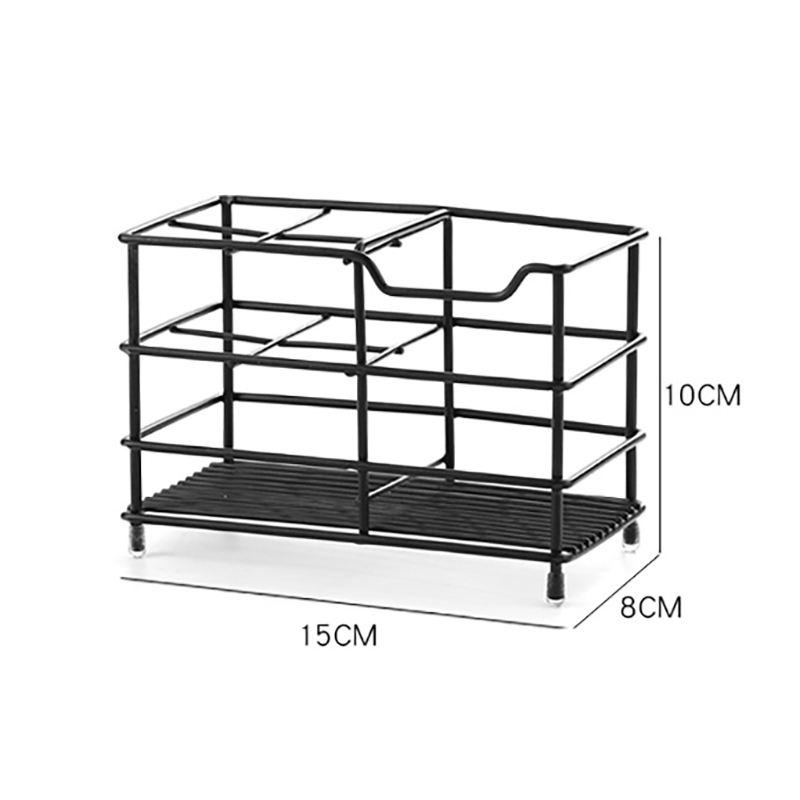 สีดำ ขนาด 15Lx8Wx10H ซม. (ชั้นวางแปรงสีฟันแบบ 4 ช่อง พร้อมแผ่นกาว)
