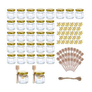 Biểu Tượng Tùy Chỉnh Ủng Hộ Đảng Kẹo Thạch Mật Ong Bao Bì 1.5 Oz Mini Hình Lục Giác Mật Ong Lọ Với Gáo Bằng Gỗ - Product Image 6