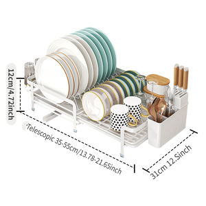 Égouttoir à serviettes en acier inoxydable non pliable, étanche, pour cuisine, support de rangement double niveau sur pied - Product Image 5