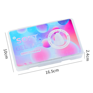 420 capsules d'ongles artificiels mats, forme amande, cercueil, en T, couvrance totale, <span class=keywords><strong>faux</strong></span> ongles givrés, pointes en <span class=keywords><strong>gel</strong></span> souple - Product Image 2