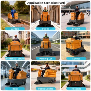 Machine de balayage de voirie industrielle électrique autopropulsée pour l'extérieur avec brosses et filtre - Product Image 2