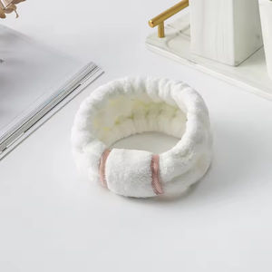 Bandeaux en <span class=keywords><strong>microfibre</strong></span> style européen et américain avec logo personnalisé, boucle unique pour femmes - Spa, soins de la peau, maquillage, tissu éponge élastique - Product Image 3