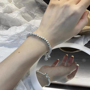 S925 Sterling Silver <b>Ball</b> Bead <b>Bracelet</b> With Gourd Pendant Elastic Rope Women's Fashion Jewelry Gift - Product Image 5