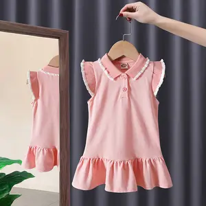 Vestido de verano para niñas, venta al por mayor, moda coreana, Polo, camiseta Henley, 2022
