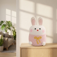 Panier de rangement en corde de coton rose mignon, deux pièces, écologique, pour jouets d'enfants et cosmétiques, organisateur d'objets divers