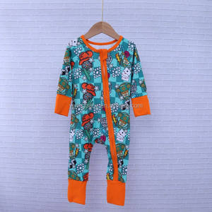 Romper Bayi Custom Pabrik, Jumpsuit Bambu Bermotif, Piyama Lengan Panjang dengan Resleting, ODM Pakaian Bayi & Balita Lucu Unisex - Product Image 2