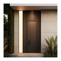 Porte d'entrée principale en bois à double vitrage moderne, en aluminium, sécurisée, résidentielle pour villa et maison
