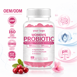Gomitas Probióticas para Mujer de Marca Privada, 500mg, con Arándano Rojo, Apoyo a la Flora Vaginal, Microencapsuladas, Sin Azúcar, OEM, GMP, Muestra - Product Image 1