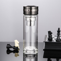Tasse à thé en verre borosilicate à double paroi pour bureau, avec infuseur 304, bouteille d'eau transparente portable pour voiture