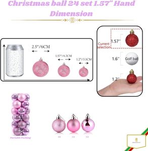 ลูกบอลคริสต์มาสสีชมพูด้านขนาด 6 ซม. ขายดีที่สุด สำหรับตกแต่งต้นคริสต์มาส - Product Image 4