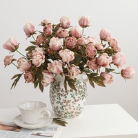 Promo! 4 Tangkai Bunga Mawar Sutra Peony Bunga Artificial Grosir Batang Bunga Dekorasi Ruang Tamu Hiasan Rumah Centerpiece