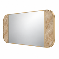 Miroir mural horizontal de luxe en marbre naturel avec cadre en or champagne pour salle de bain, hôtel et entrée