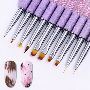 Kit de Pinceaux à Ongles en Gel avec Manche Acrylique, Formes Plates, Rondes, Ombrées, pour Sculpture, Éventail, Liner et Dessin, avec Couvercle, pour Salon de Manucure - Product Image 1