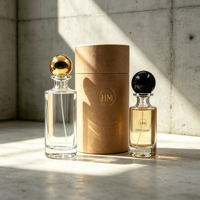 Vente en gros de flacons de parfum en verre cylindriques de luxe HANMING HH-030, 30 ml/50 ml/100 ml, bouchon en plastique sérigraphié givré, fabriqué en Chine