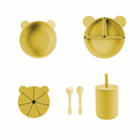 Nouveau bol d'alimentation alimentaire divisé Silicone bébé plats enfant dîner aspiration bébé Silicone vaisselle assiette bol ensemble avec couvercle tasse à bec