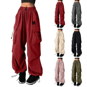 Pantalones Jogger Casuales Unisex de Pierna Ancha al por Mayor OEM con Logotipo Personalizado, Puños Elásticos, Pantalones Holgados Drapeados para Mujer, Pantalones Cargo con 6 Bolsillos - Product Image 4