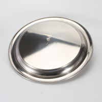 Plateau de service à barre ronde en acier inoxydable 18/8 plat poli écologique pour restaurant d'hôtel et occasions de fête