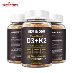 Compléments Gommeux Végans de <span class=keywords><strong>Vitamine</strong></span> D3 <span class=keywords><strong>K2</strong></span> à Marque Blanche – <span class=keywords><strong>Vitamine</strong></span> <span class=keywords><strong>D</strong></span> <span class=keywords><strong>MK7</strong></span> K pour le Calcium, des Os Plus Forts et une Santé Immunitaire Améliorée - Product Image 1