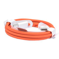 Kabel Data Pengisian Cepat PD60W Oranye Berbahan Nilon Kepang Tipe-C ke Tipe-C, Kabel Pengisi Daya USB-C ke USB-C untuk iPhone 15 16 17Pro Max
