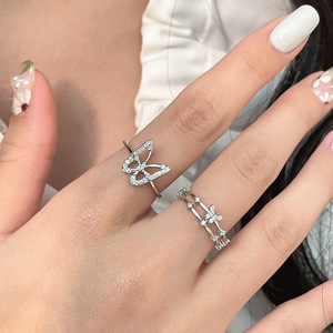 Silver Ruitai S925 Sterling Silver Butterfly <b>Open</b> <b>Ring</b> For Women Korean Style Dongdaemun Jewelry Everyday Wear - Product Image 2