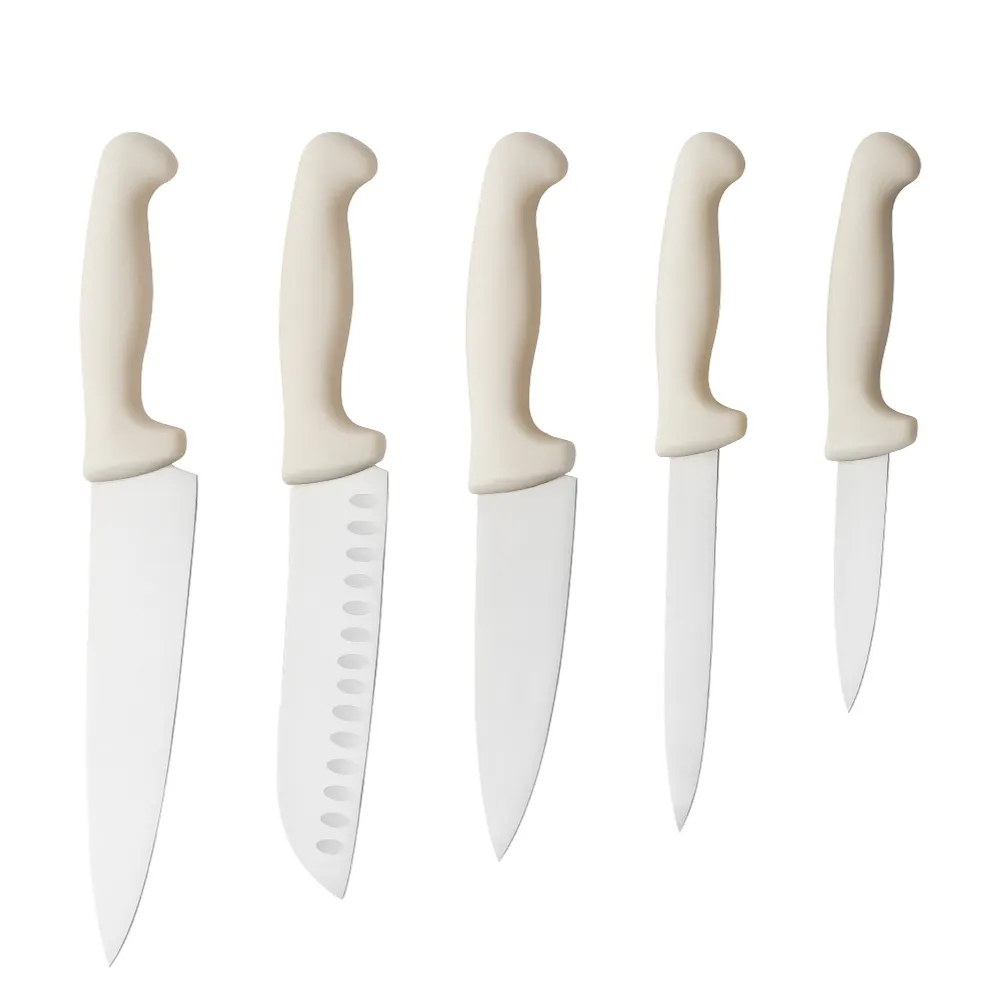 5 قطعة الفولاذ المقاوم للصدأ المطبخ طقم السكاكين مع حقن PP مقبض التقشير فائدة Santoku <span class=keywords><strong>سكين</strong></span> الطاهي